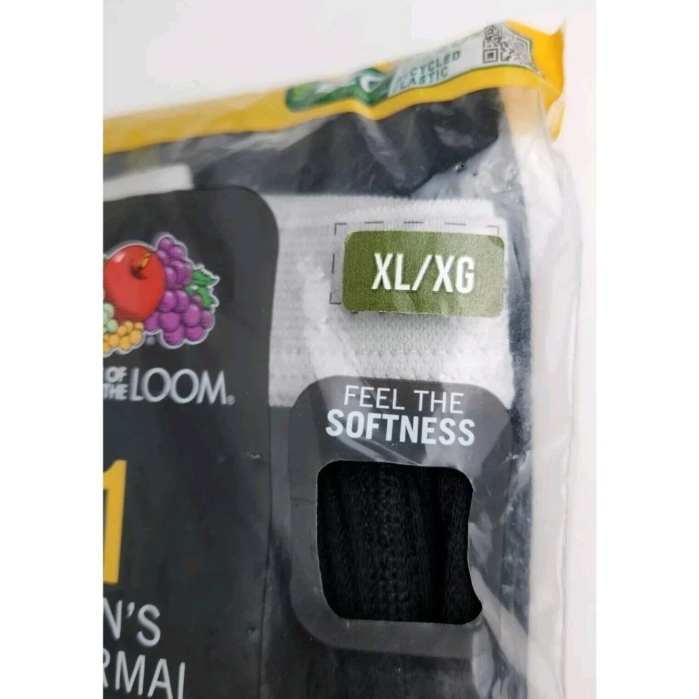 Fruit‎ of the Loom MEN'S XL Thermal Black Underwear Bottom Pants Long Johns